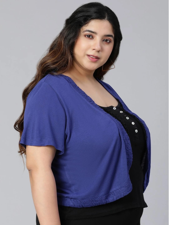 Oxolloxo Plus Size Blue Shrug