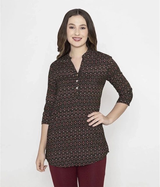 Bonjour Viscose Blend Printed Straight Womens Kurti - Black ( Pack of 1 ) - None