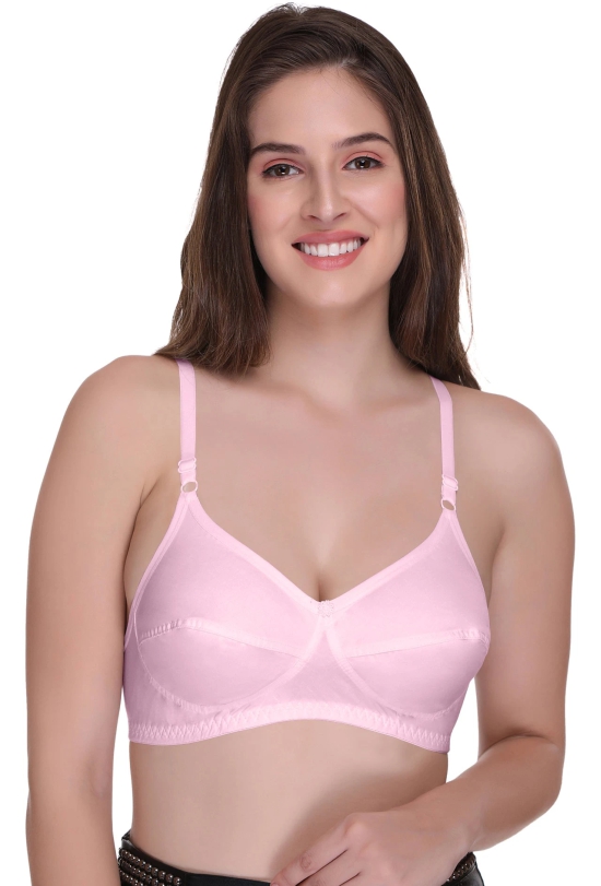 Sona C-108 Women Cotton Fabric Full coverage Non padded Non wired Pink Cotton Bra-42 / B / Pink