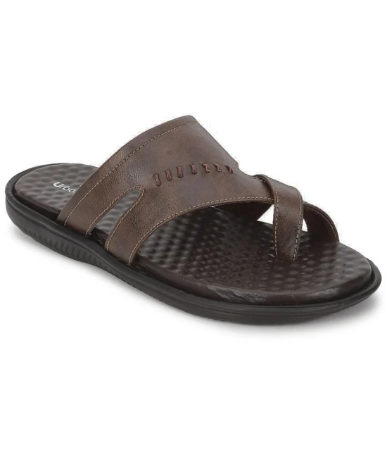 UrbanMark Men Comfortable Faux Leather Thong Sandals - Brown - None