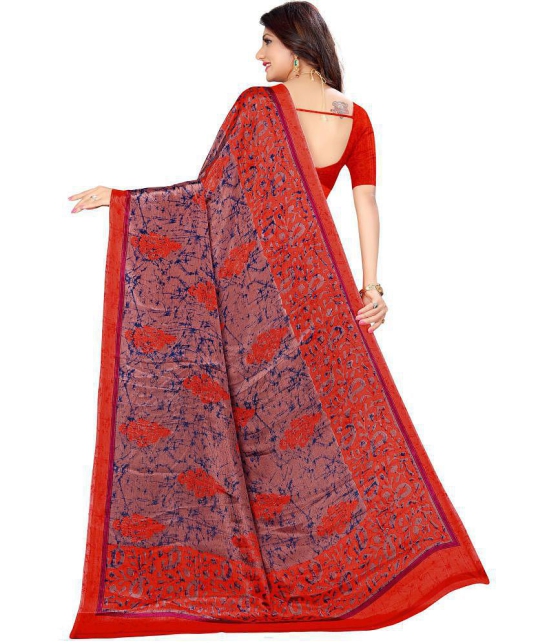 LEELAVATI - Red Crepe Saree With Blouse Piece ( Pack of 1 ) - Red