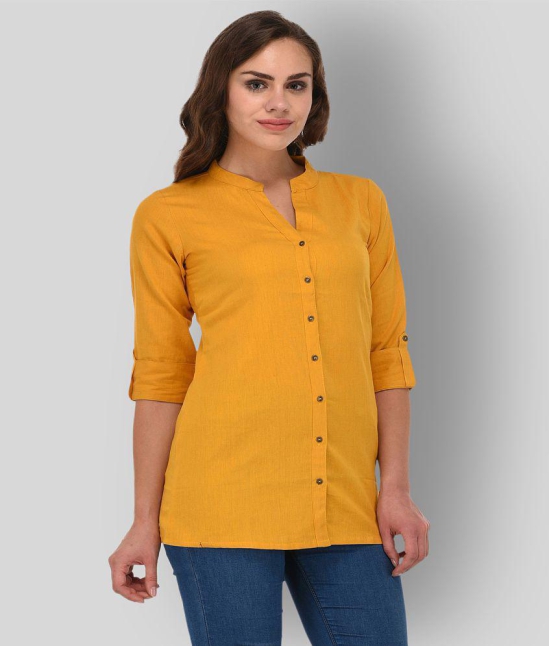 Pistaa - Yellow Cotton Women''s Straight Kurti ( Pack of 1 ) - 4XL