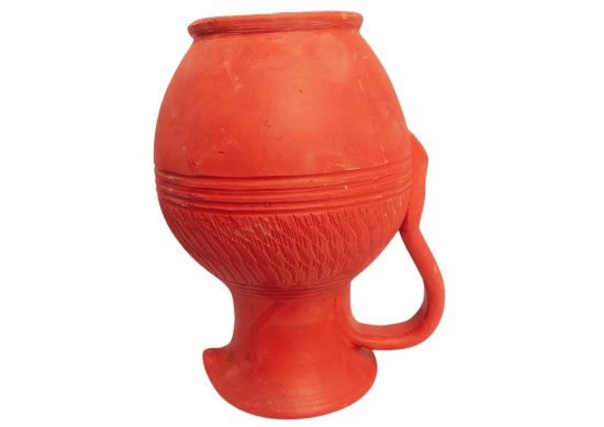 Handmade Red Clay Water Pitcher with Unique Design. (2 Litre Capacity)