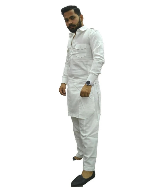 Preen White Cotton Pathani Suit Pack of 1 - None