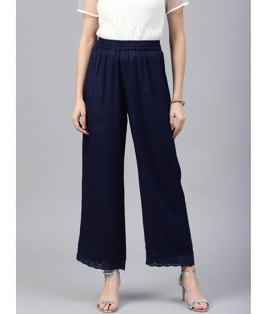 Juniper - Navy Rayon Wide leg Women's Palazzos ( Pack of 1 ) - None