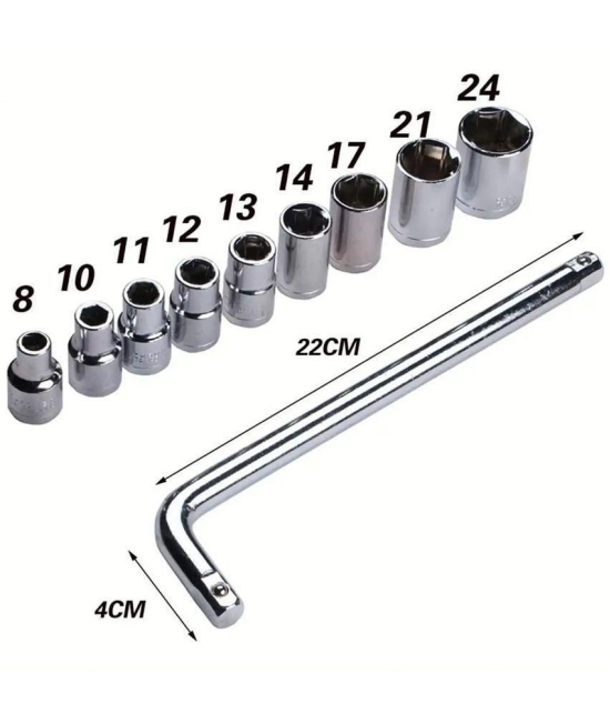 GIT-tools hardware TM Plastic Socket Wrench Set (Grey, 10-Pieces)