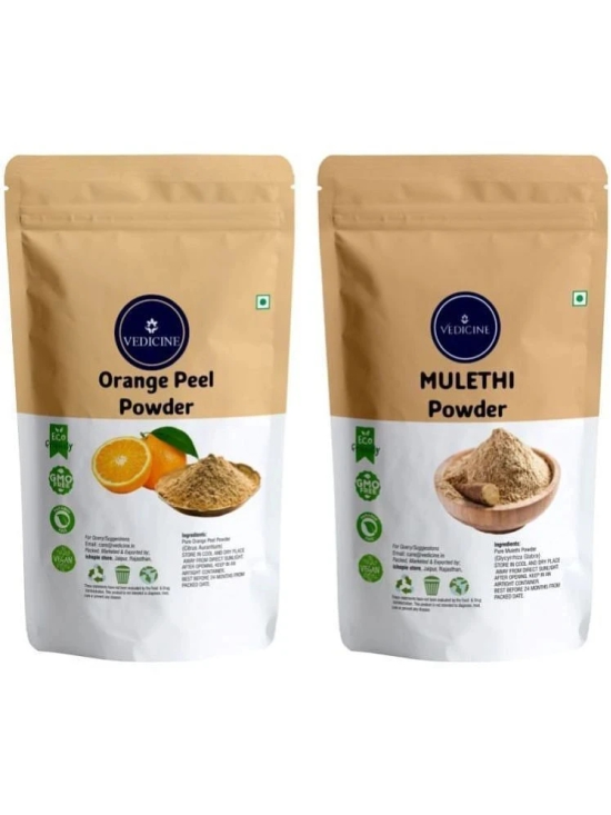 Vedicine 100% Organic & Natural Orange Peel Powder and Mulethi Powder (200 g)