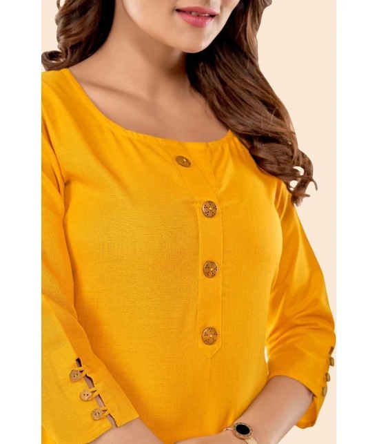 Glomee - Yellow Cotton Womens Straight Kurti ( Pack of 1 ) - None