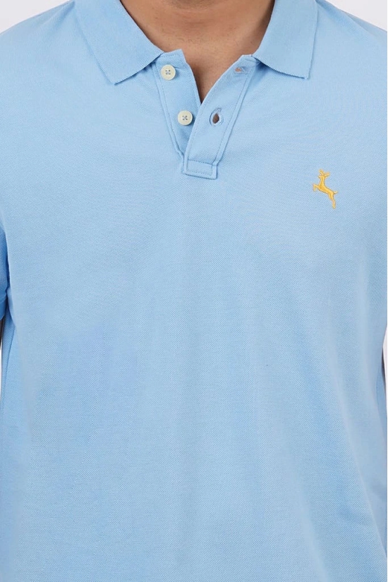 Men's Sky Blue Embroidery Polo T-Shirt