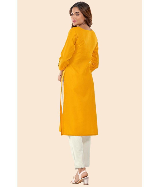 Glomee - Yellow Cotton Women's Straight Kurti ( Pack of 1 ) - None