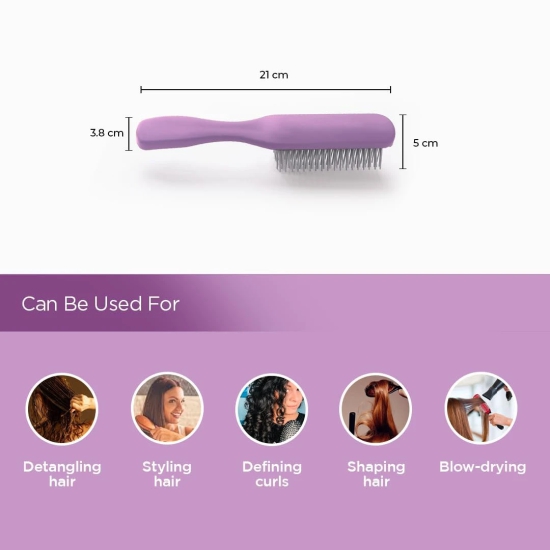 Urbane Home Hair Brush  Flexible Bristles Brush  Hair Brush with Paddle  Straightens  Detangles Hair Brush  Suitable For All Hair Types  Hair Brush Styling Hair  Set of 2  Purple  Blue-Urbane Hom