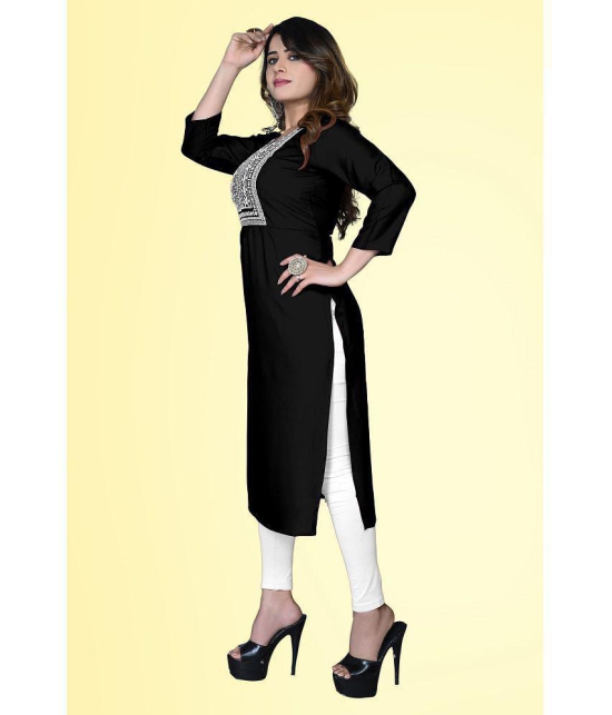 haya fashion - Black Rayon Women's Straight Kurti ( Pack of 1 ) - None