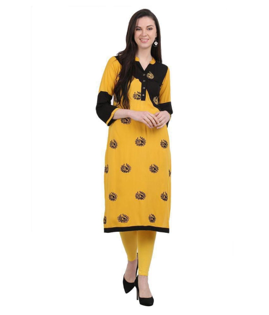 SAAKAA - Yellow Rayon Womens Straight Kurti - XXL