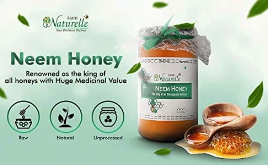 Farm Naturelle-Virgin 100% Pure Raw Natural Unprocessed Wildberry-Sidr & Neem Flower Forest Honey-(1 KG x 2) Glass Bottle