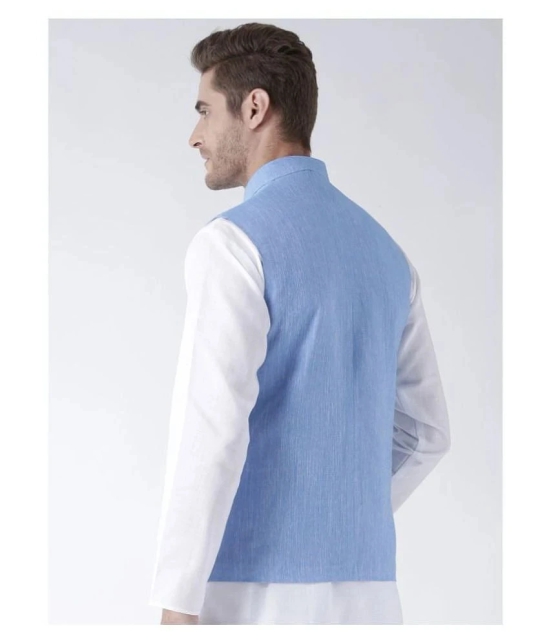 Hangup Blue Linen Nehru Jacket - None