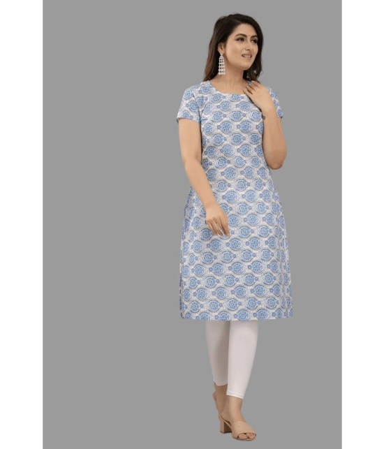 Frionkandy - Light Blue Cotton Womens Straight Kurti ( Pack of 1 ) - None