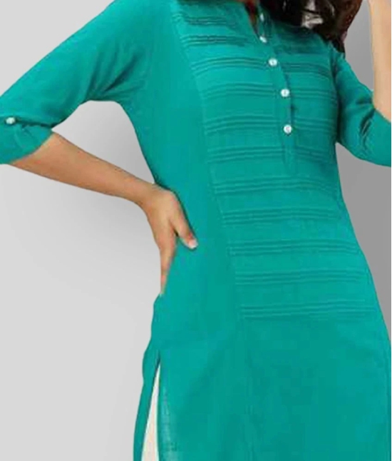 Lee Moda - Turquoise Cotton Womens Straight Kurti - None