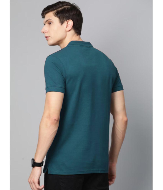 ADORATE - Teal Blue Cotton Blend Regular Fit Mens Polo T Shirt ( Pack of 1 ) - None