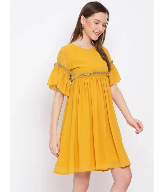 ALL WAYS YOU Polyester Yellow Fit And Flare Dress - - None