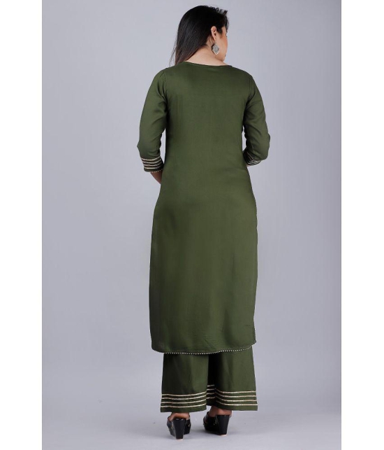 MAUKA - Green Straight Rayon Women's Stitched Salwar Suit ( Pack of 1 ) - None