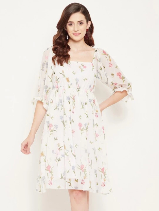 Floral Printed Georgette Empire Dress