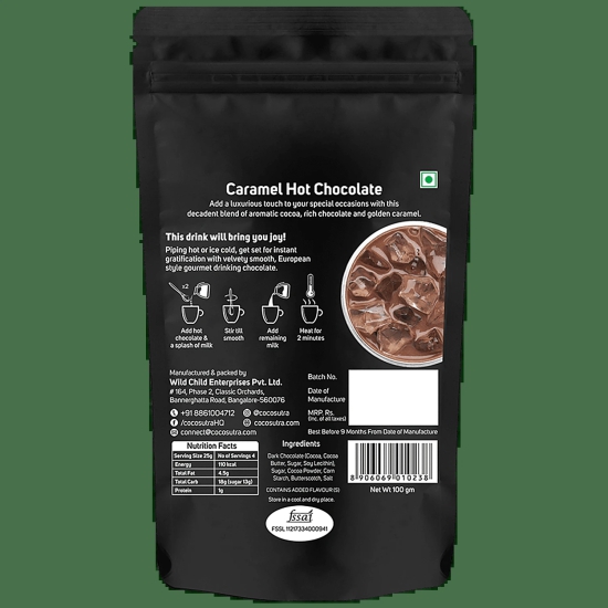 Cocosutra Caramel Hot Chocolate Powder, 100 gms