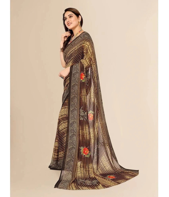 ANAND SAREES Georgette Printed Saree With Blouse Piece - Brown ( Pack of 1 ) - Brown