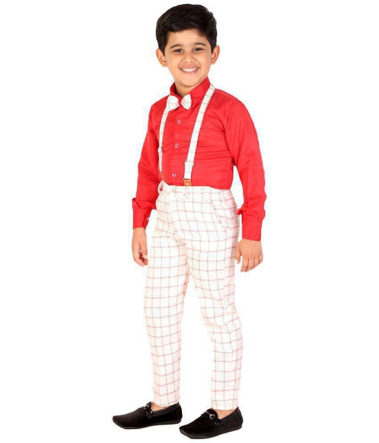 DKGF Fashion - Red Cotton Blend Boys Shirt & Pants ( Pack of 1 ) - None