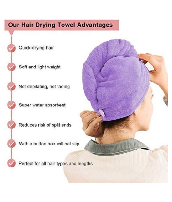 VALLEY GREEN Hair Turban Microfiber Hair Drying Towel Bath Head Wrap Turban Quick Dry Hat Cap ( SET OF 2) - Multi Color