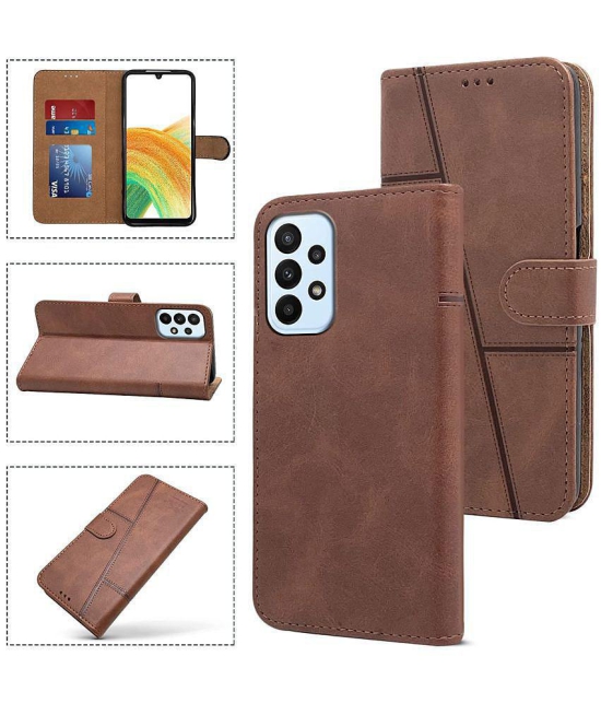 NBOX - Brown Artificial Leather Flip Cover Compatible For Samsung Galaxy A53 5G ( Pack of 1 ) - Brown