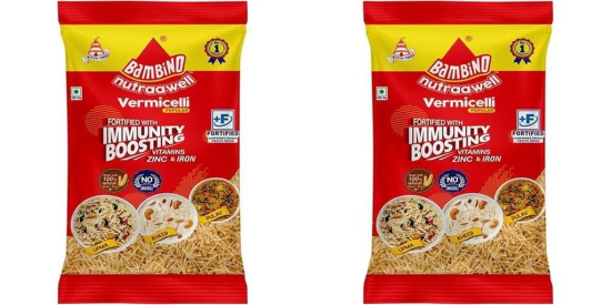 Bambino Vermicelli | Vegetarian Plain Vermicelli | Sada Sewaiyan | 900 grams each pouch | Pack of 2 | 1800 Gm Pack