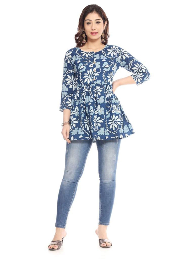 MANMAYEE  Women's Cotton Floral Print Top | Latest Trendy Short Tunic Tops