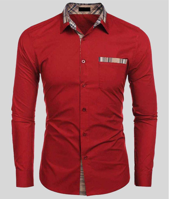 Life Roads - Red Cotton Slim Fit Men's Casual Shirt (Pack of 1 ) - None