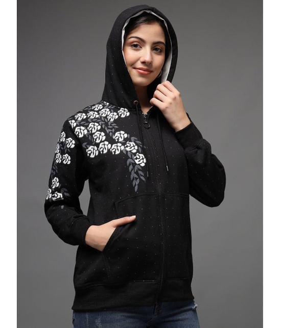 eWools.in Cotton Blend Womens Hooded Sweatshirt ( Black ) - None