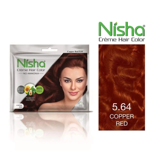 Nisha Creme Hair Color Combo Pack 5.64 Copper Red (120g Box & 40g Pouch), Ammonia Free Permanent Hair Colour