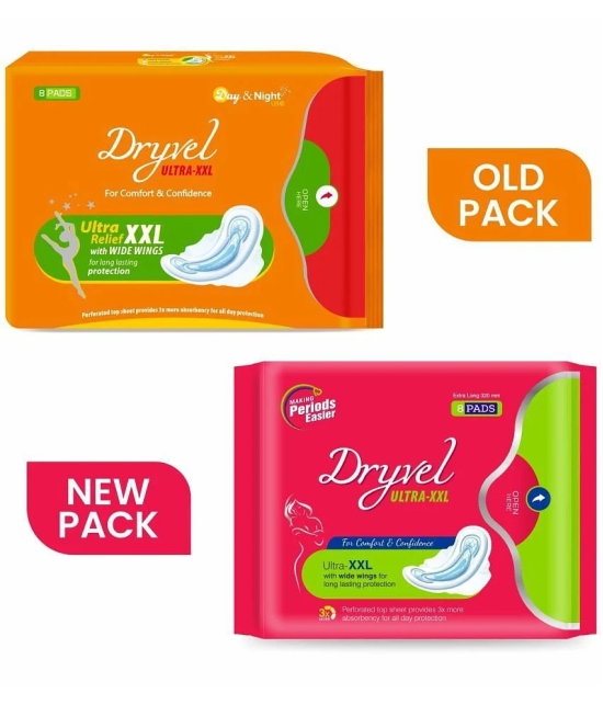 DRYVEL Ultra Soft Sanitary Pads for Women XXL With Wide Wings(Pack Of 4 Each 8 pads)