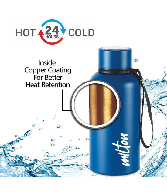 Milton Aura 500 Thermosteel Bottle, 520 ml, Dark Blue | 24 Hours Hot and Cold | Easy to Carry | Rust & Leak Proof | Tea | Coffee | Office| Gym | Home | Kitchen | Hiking | Trekking | Travel B