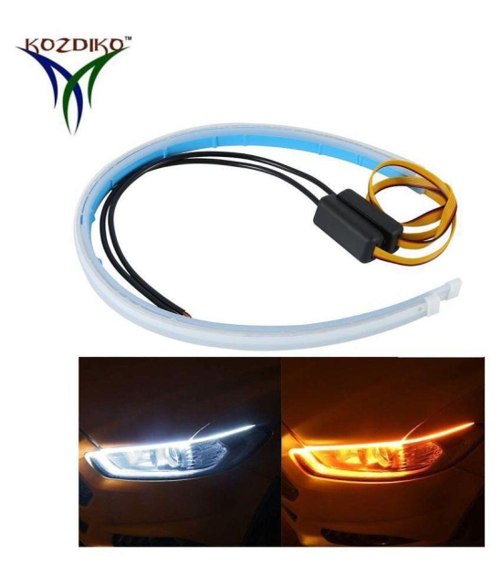 Kozdiko 60 CM Flexible White Daytime Running Light For Cars with Matrix Yellow Indicator with Turn Sequential Flow (60 cm, Set of 2 Pieces) ForMaruti Suzuki Old Swift