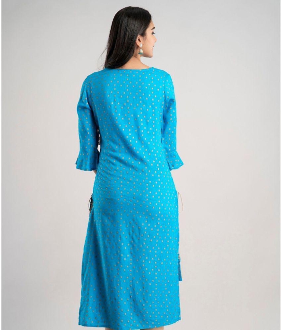 MAUKA - Blue Rayon Women's Straight Kurti ( Pack of 1 ) - None