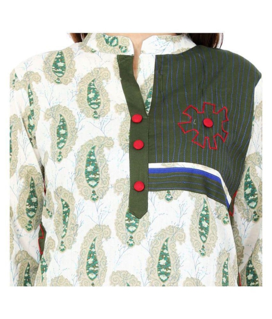 Rangun - Green Cotton Blend Women's Straight Kurti - M