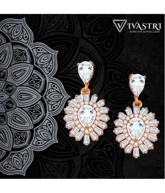 VIVASTRI Rose Gold Drop Earrings ( Pack of 1 ) - Rose Gold