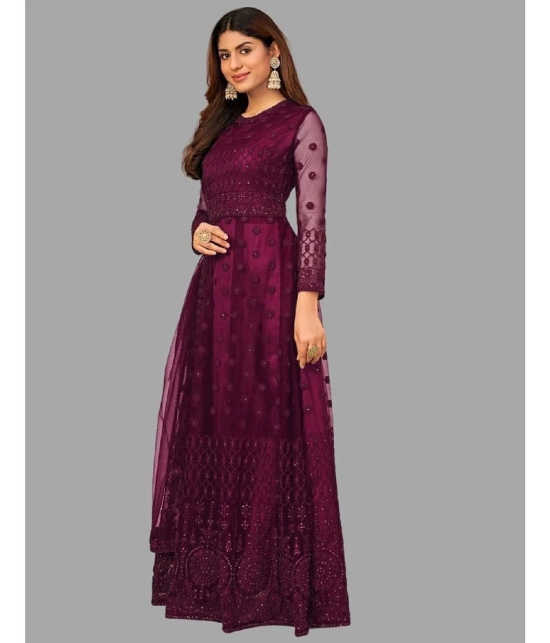 Apnisha Magenta Flared Net Womens Semi Stitched Ethnic Gown ( Pack of 1 ) - None