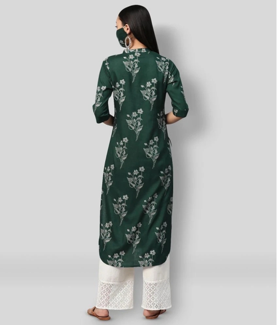 Juniper Rayon Printed Straight Womens Kurti - Green ( Pack of 1 ) - XXL