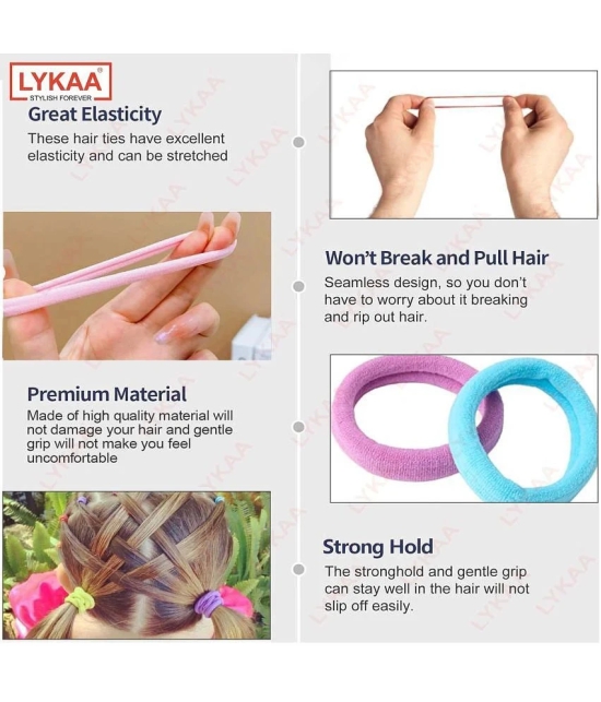 Lykaa Soft & Stretchable Cotton Elastic Seamless Thick Hair Rubber Bands Hair Band - Pack of 20 - Multi