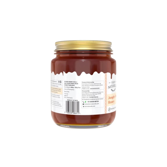 Farm Naturelle-Jungle Flower Wild Forest Honey | 100% Pure Honey |850g+150g Extra and a Wooden Spoon| Raw Natural Unprocessed Honey - Un-heated Honey | Lab Tested Honey In Glass Bottle.