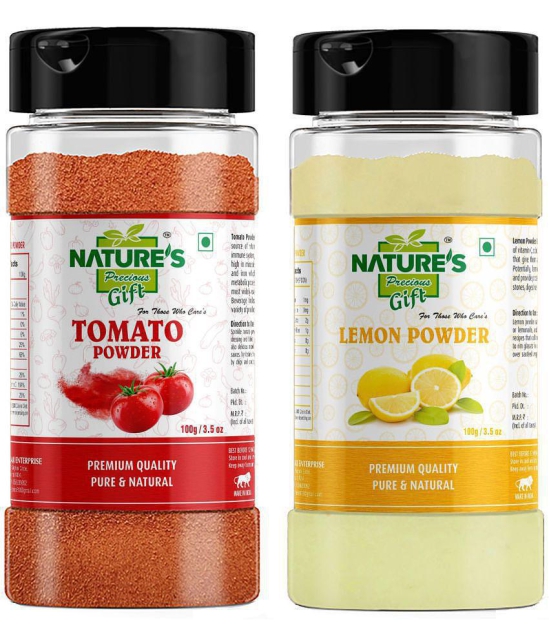 Natures Gift Tomato Powder & Lemon Powder - 100 gm Each / 3.5 Oz Spice Jar - Spray-Dried | Ready to Use Powder 200 gm Pack of 2