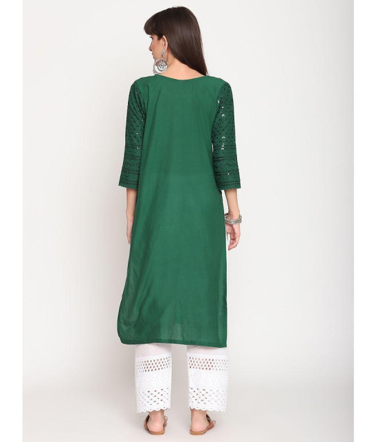 Queenley - Green Cotton Women's Straight Kurti ( Pack of 1 ) - XXL