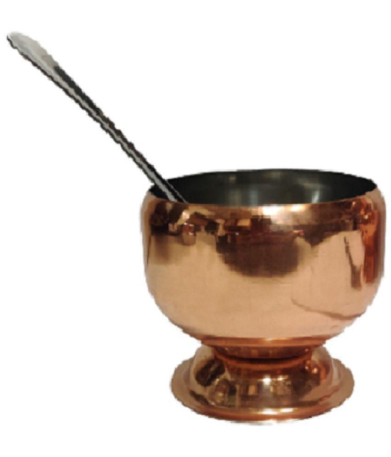 Dynore - 6 Ice cream Cup and 6 Spoon Stainless Steel Dessert Bowl 120 mL ( Set of 12 ) - Copper