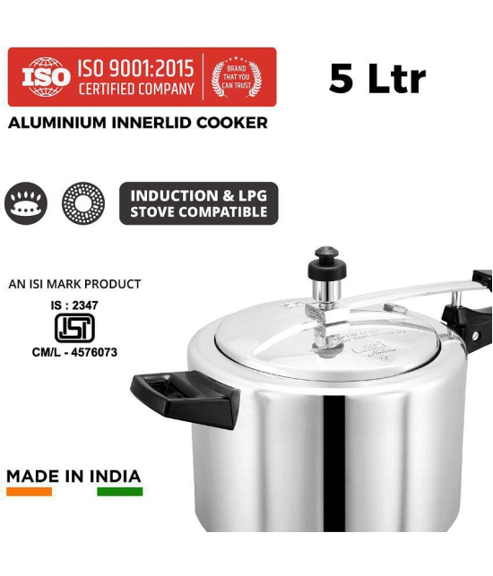 Srushti Gold is now Leoron 5 L Aluminium InnerLid Pressure Cooker Gas Stovetop Compatible