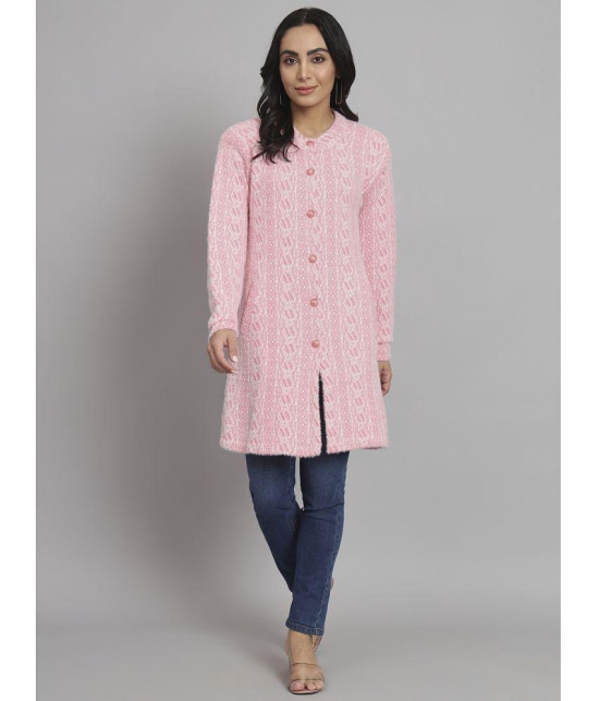 eWools.in Woollen Round Neck Women's Buttoned Cardigans - Pink ( ) - None